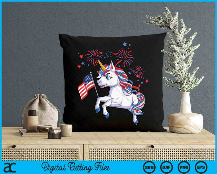 Cute Patriotic Americorn Unicorn Fireworks Girls 4th of July SVG PNG Digital Cutting Files