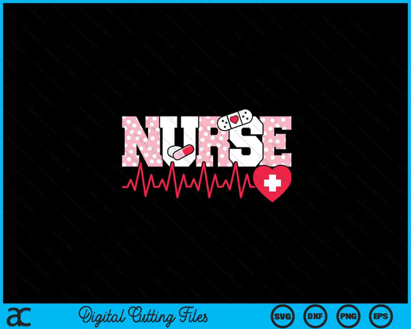 Cute Pink Nurse Heartbeat Nursing SVG PNG Digital Printable Files