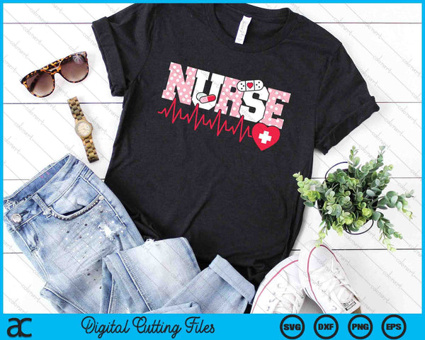 Cute Pink Nurse Heartbeat Nursing SVG PNG Digital Printable Files
