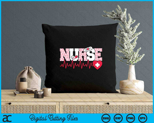 Cute Pink Nurse Heartbeat Nursing SVG PNG Digital Printable Files