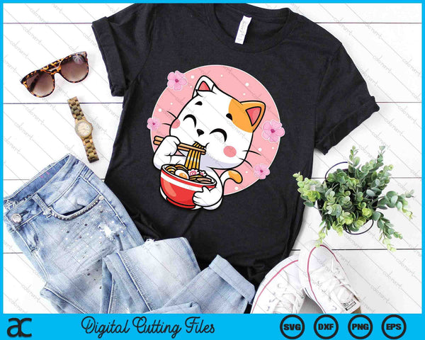 Cute Ramen Cat Kawaii Anime Sakura Pink SVG PNG Digital Printable Files