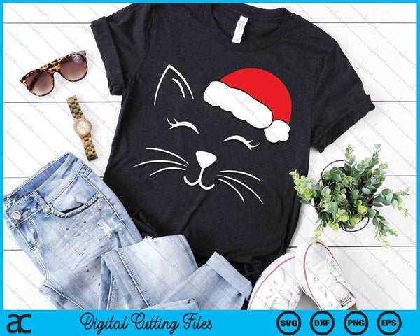 Cute Santa Cat Lover Christmas SVG PNG Digital Printable Files