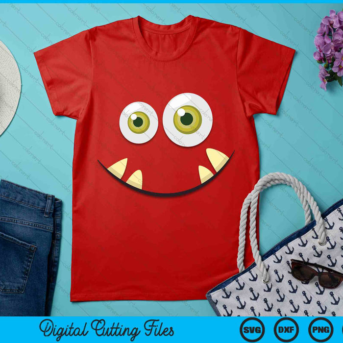 Cute Scary Monster Face Halloween Costume SVG PNG Digital Cutting File