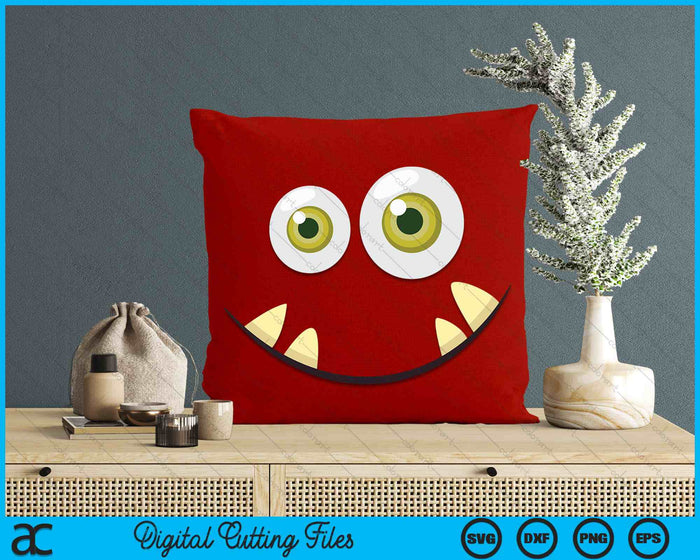 Cute Scary Monster Face Halloween Costume SVG PNG Digital Cutting File