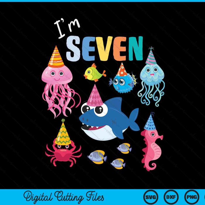 Cute sea animals ocean creatures party 7th birthday SVG PNG cut file for Cricut