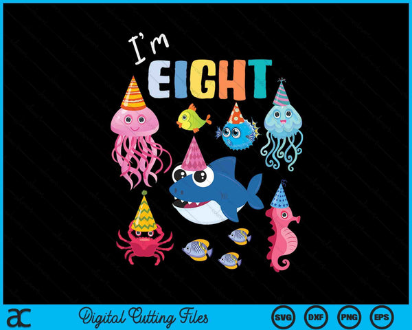 Cute Sea Animals Ocean Creatures Party 8th Birthday SVG PNG Digital Cutting Files