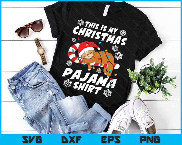 Cute Sleeping Sloth Xmas This Is My Christmas Pajama SVG PNG Digital Printable Files