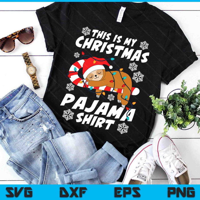 Cute Sleeping Sloth Xmas This Is My Christmas Pajama SVG PNG Digital Printable Files