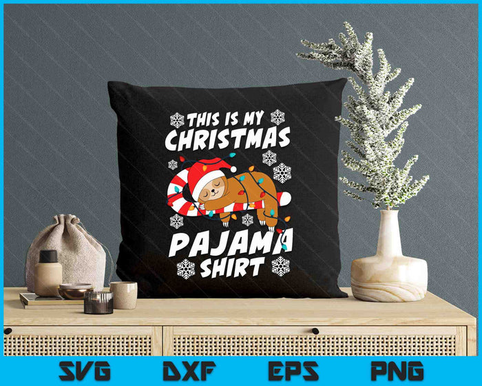 Cute Sleeping Sloth Xmas This Is My Christmas Pajama SVG PNG Digital Printable Files