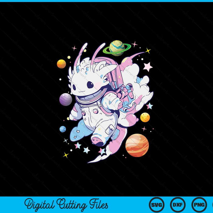Cute space galaxy axolotl pastel Goth aesthetic SVG cut file