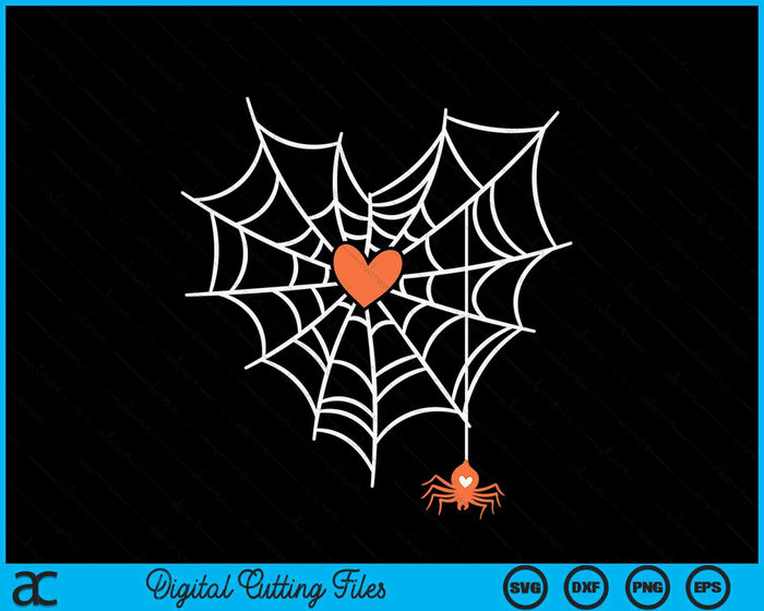 Cute Spider Web Cobweb Heart Halloween Orange SVG PNG Digital Cutting Files