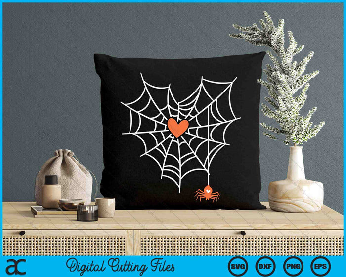 Cute Spider Web Cobweb Heart Halloween Orange SVG PNG Digital Cutting Files