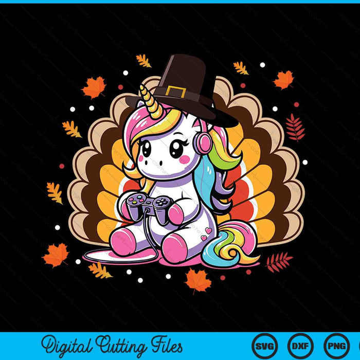 Cute Thanksgiving toddler turkey unicorn SVG cut file