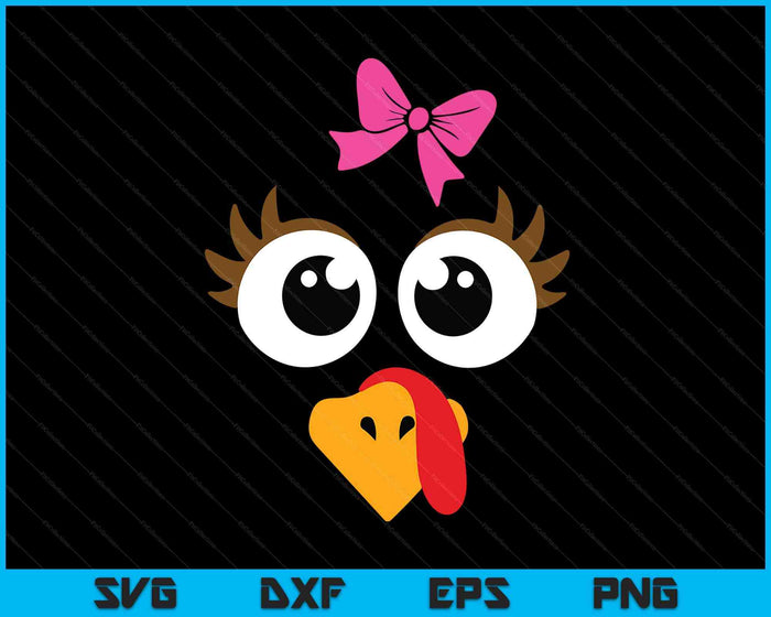 Cute Thanksgiving Turkey Face Shirt Women Girls Turkey Day SVG PNG Digital Printable Files