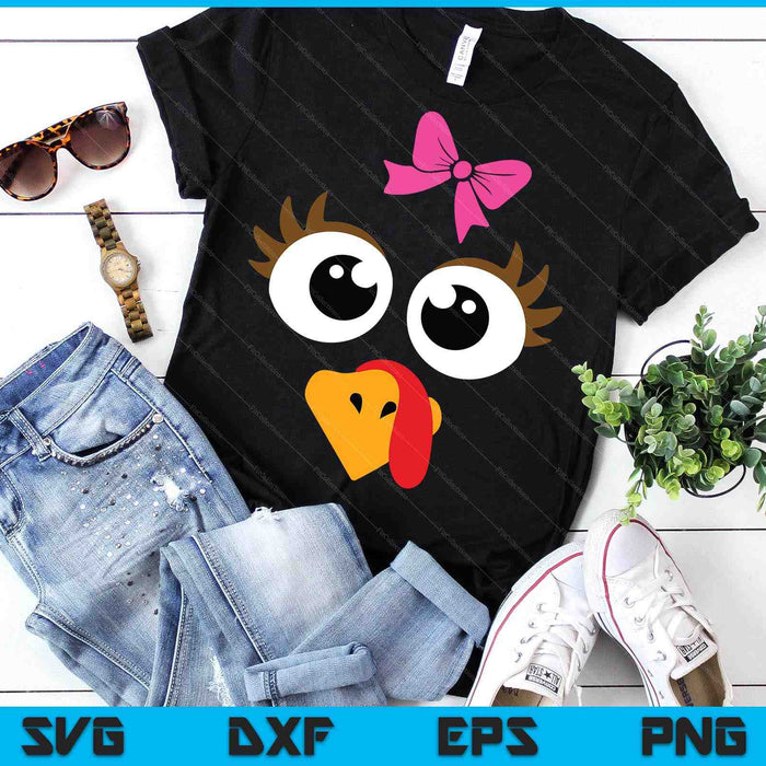 Cute Thanksgiving Turkey Face Shirt Women Girls Turkey Day SVG PNG Digital Printable Files