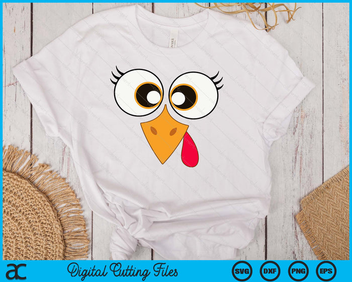 Cute Thanksgiving Turkey Face Women Girls Turkey Day SVG PNG Digital Printable Files