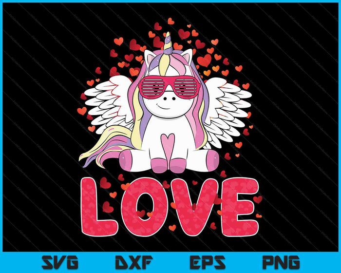 Schattige Eenhoorn Love Heart Valentijnsdag SVG PNG digitale snijbestanden