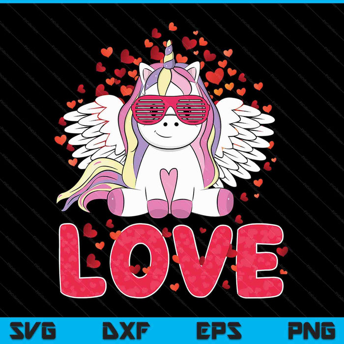 Cute Unicorn Love Heart Valentines Day SVG PNG Digital Cutting Files