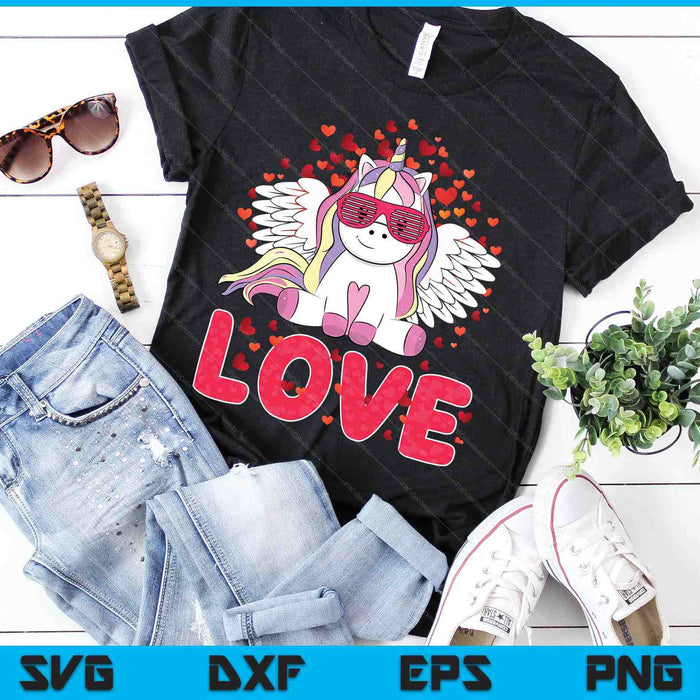 Cute Unicorn Love Heart Valentines Day SVG PNG Digital Cutting Files