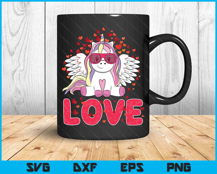 Cute Unicorn Love Heart Valentines Day SVG PNG Digital Cutting Files