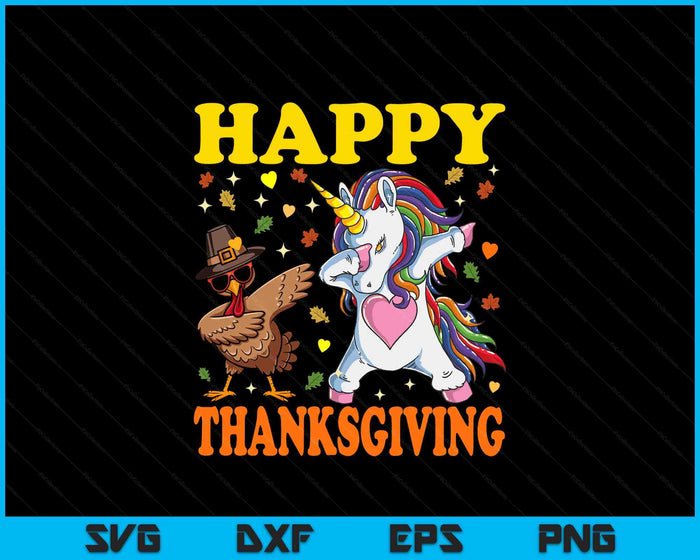 Cute Unicorn Thanksgiving Shirt For Girls Pilgrim Hat Turkey SVG PNG Digital Printable Files