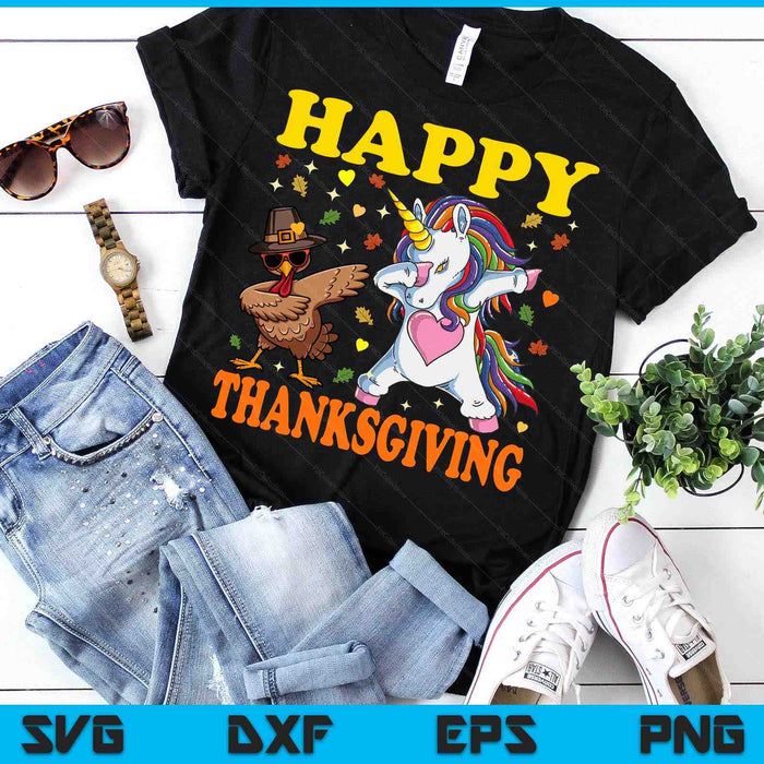 Cute Unicorn Thanksgiving Shirt For Girls Pilgrim Hat Turkey SVG PNG Digital Printable Files