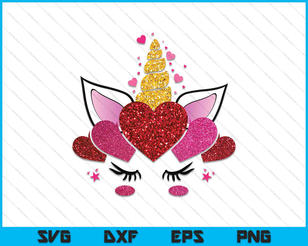 Leuke Valentijnsdagcadeaus voor haar vriendin Unicorn Hearts SVG PNG digitale snijbestanden