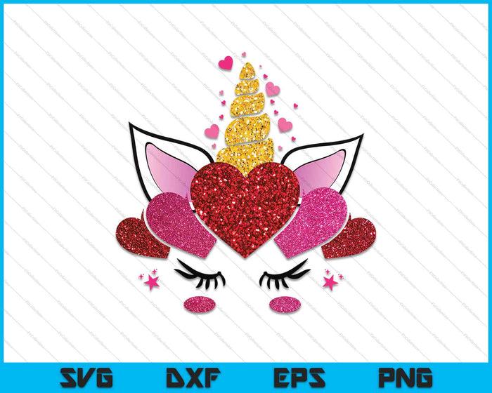 Cute Valentine's Day Gifts for Her Girlfriend Unicorn Hearts SVG PNG Digital Cutting Files