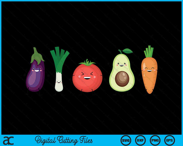 Cute Vegetable Healthy Veggie Vegan Gardening SVG PNG Digital Printable Files