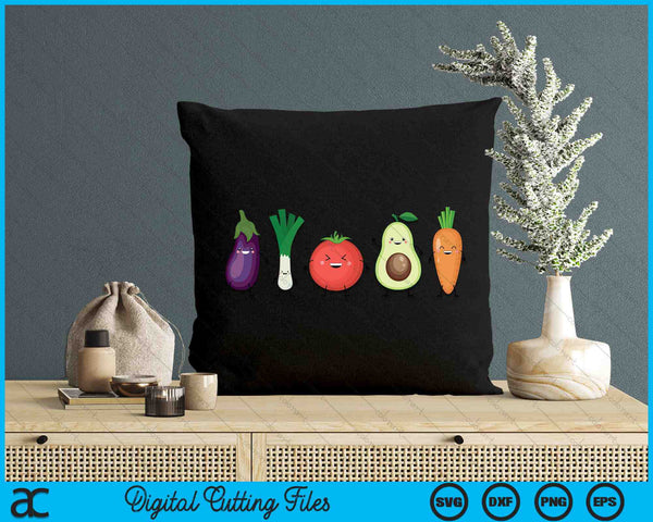 Schattig groente gezond vegetarisch veganistisch tuinieren SVG PNG digitale afdrukbare bestanden