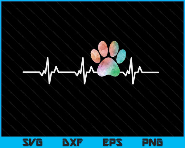 Schattig dierenarts cadeau Rainbow Paw Print Heartbeat dierenarts Tech SVG PNG digitale afdrukbare bestanden
