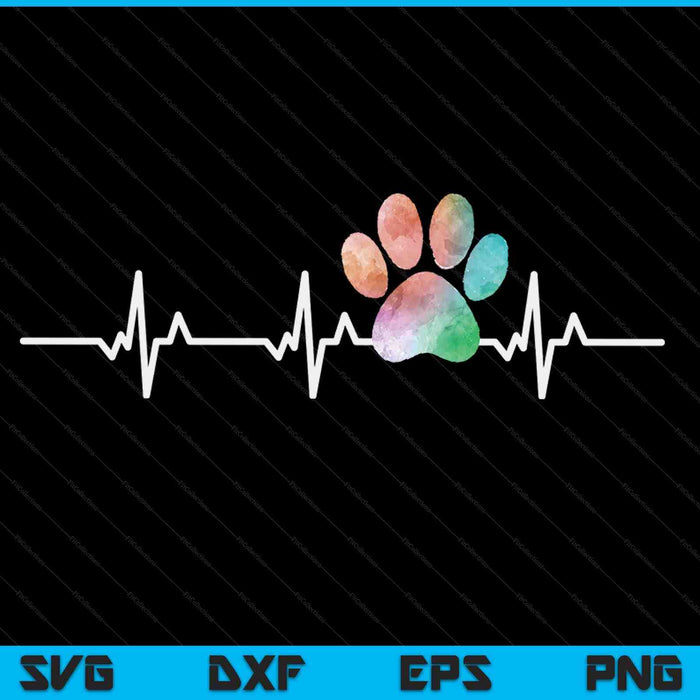 Cute Veterinarian Gift Rainbow Paw Print Heartbeat Vet Tech SVG PNG Digital Printable Files