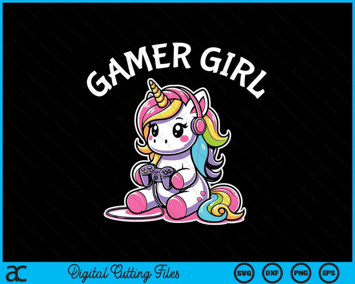 Cute Video Game Gaming Unicorn Gamer Girl SVG PNG Digital Cutting File