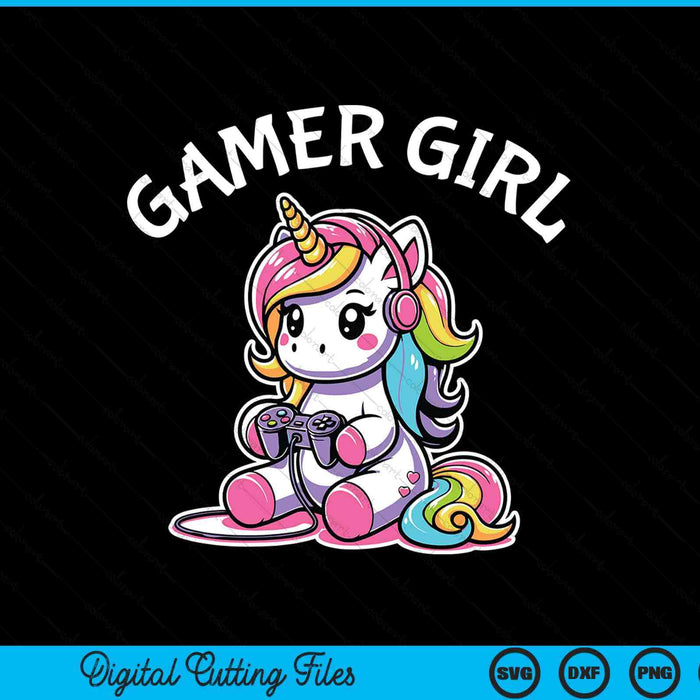 Cute Video Game Gaming Unicorn Gamer Girl SVG PNG Digital Cutting File