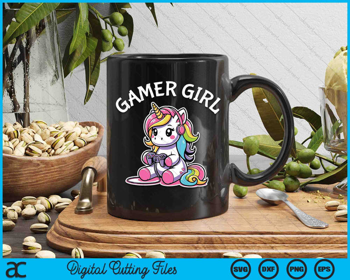 Cute Video Game Gaming Unicorn Gamer Girl SVG PNG Digital Cutting File