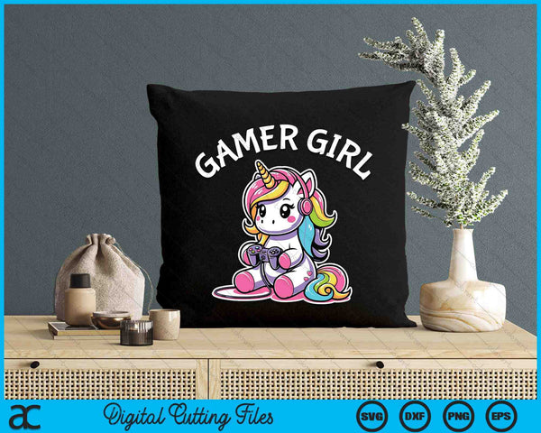 Cute Video Game Gaming Unicorn Gamer Girl SVG PNG Digital Cutting File