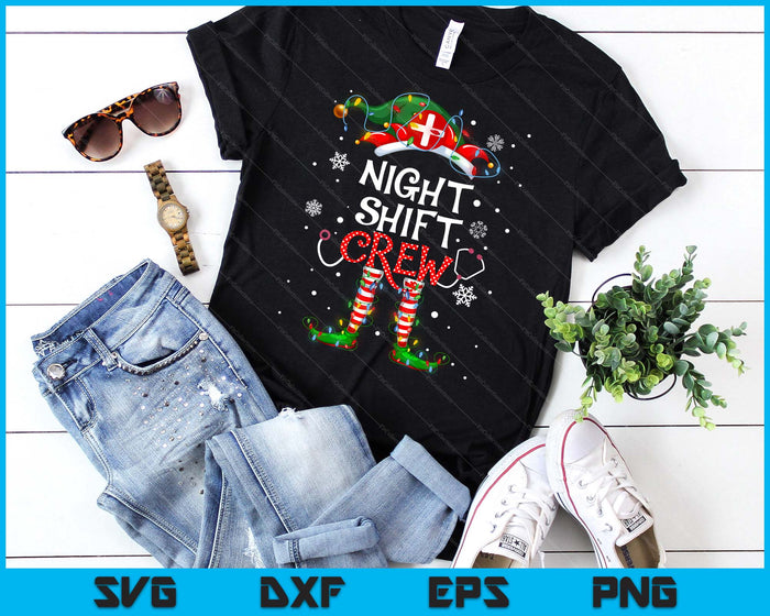 Cute Xmas Night Shift Crew Funny Nurse Elf Christmas Lights SVG PNG Digital Printable Files