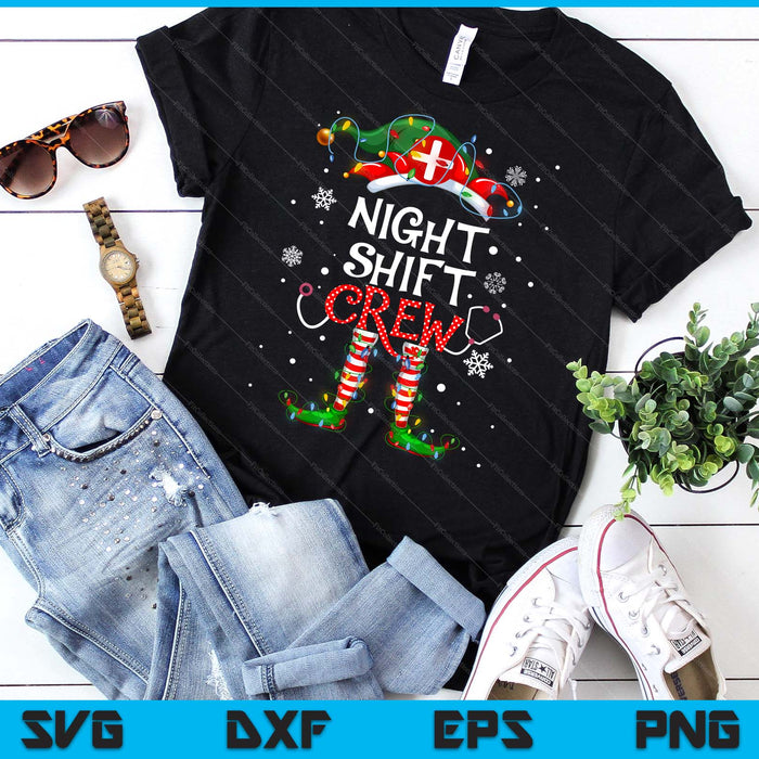 Cute Xmas Night Shift Crew Funny Nurse Elf Christmas Lights SVG PNG Digital Printable Files