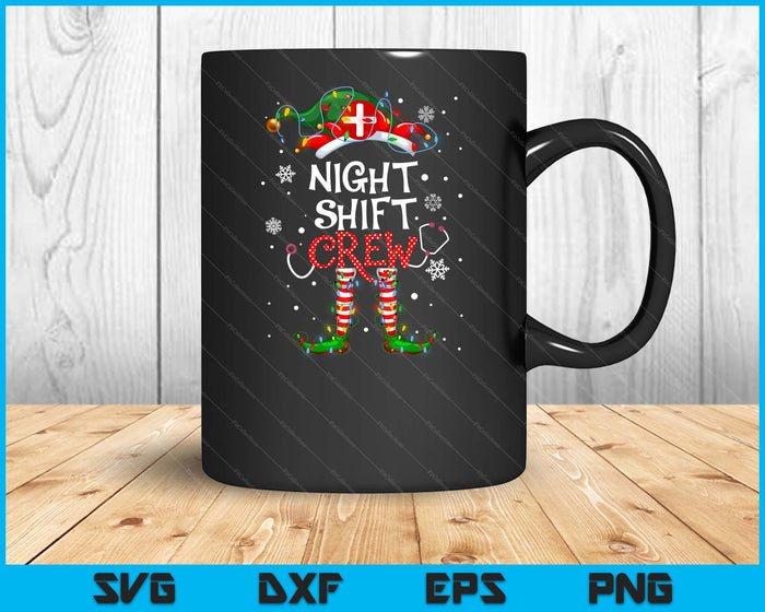 Cute Xmas Night Shift Crew Funny Nurse Elf Christmas Lights SVG PNG Digital Printable Files