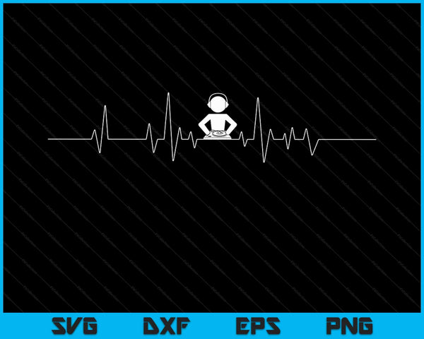 DJ Techno Turntable DJ Heartbeat EKG Pulse Dance Música SVG PNG Cortar archivos imprimibles