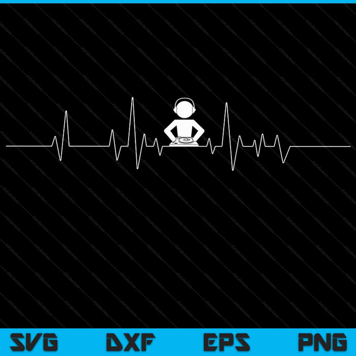 DJ Techno draaitafel DJ Heartbeat EKG Pulse Dance muziek SVG PNG snijden afdrukbare bestanden