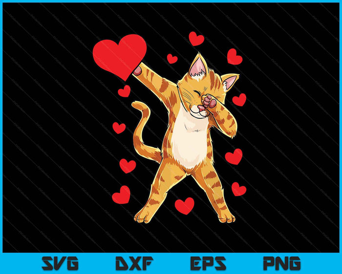 Dabbing Cat Heart Valentines Day Girls Kitty Kitten Lovers SVG PNG Digital Printable Files