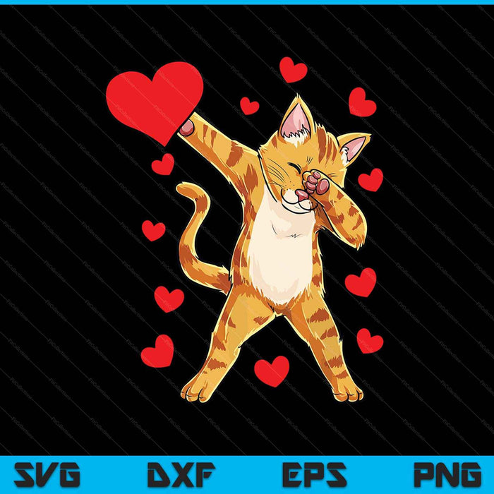 Dabbing Cat Heart Valentines Day Girls Kitty Kitten Lovers SVG PNG Digital Printable Files