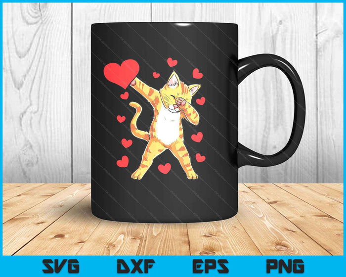 Dabbing Cat Heart Valentines Day Girls Kitty Kitten Lovers SVG PNG Digital Printable Files