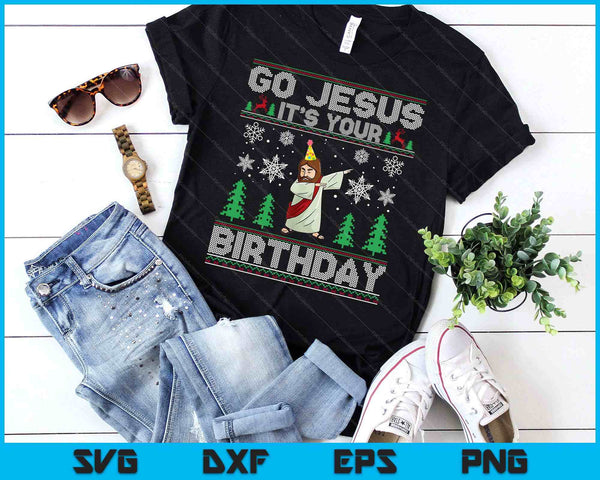 Dabbing Go Jesus It's Your Birthday Merry Christmas Day SVG PNG Digital Cutting Files
