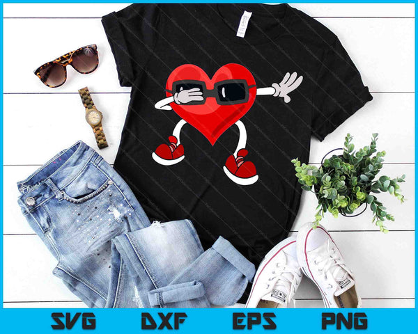 Dabbing Heart Funny Gifts Mens Kids Boys Valentines Day SVG PNG Digital Printable Files