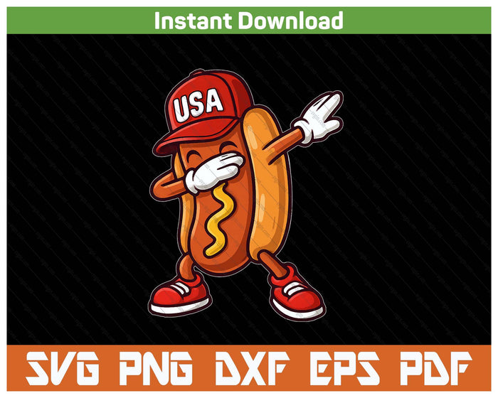 Funny Dabbing Hotdog American Flag Independence Day SVG PNG