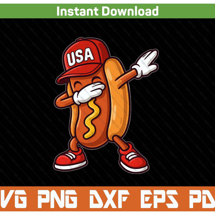 Dabbing hotdog American flag Independence Day SVG cut file