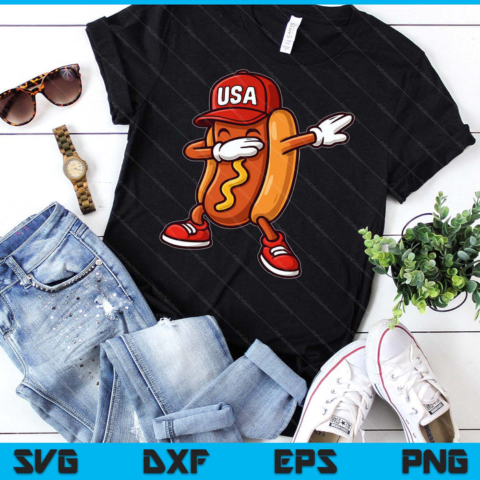 Dabbing Hot Dog 4th of July Hotdog Merica USA SVG PNG Digital Printable Files