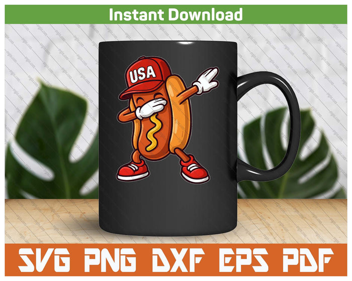 Funny Dabbing Hotdog American Flag Independence Day SVG PNG